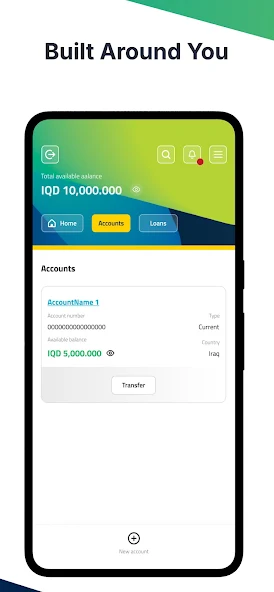 Bank of Jordan Iraq mobile application screen